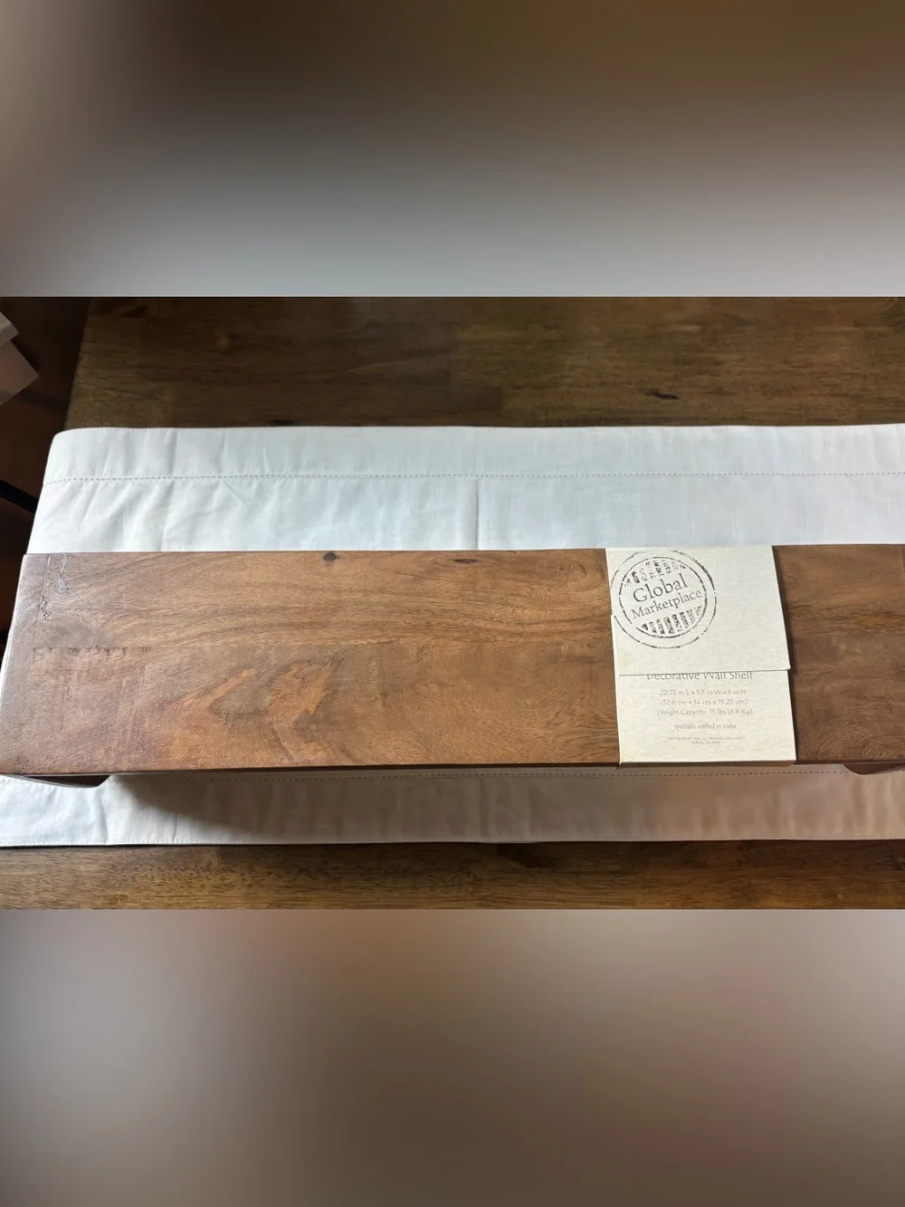 Wooden Wall Display Shelf in Brown - Simple Open Design